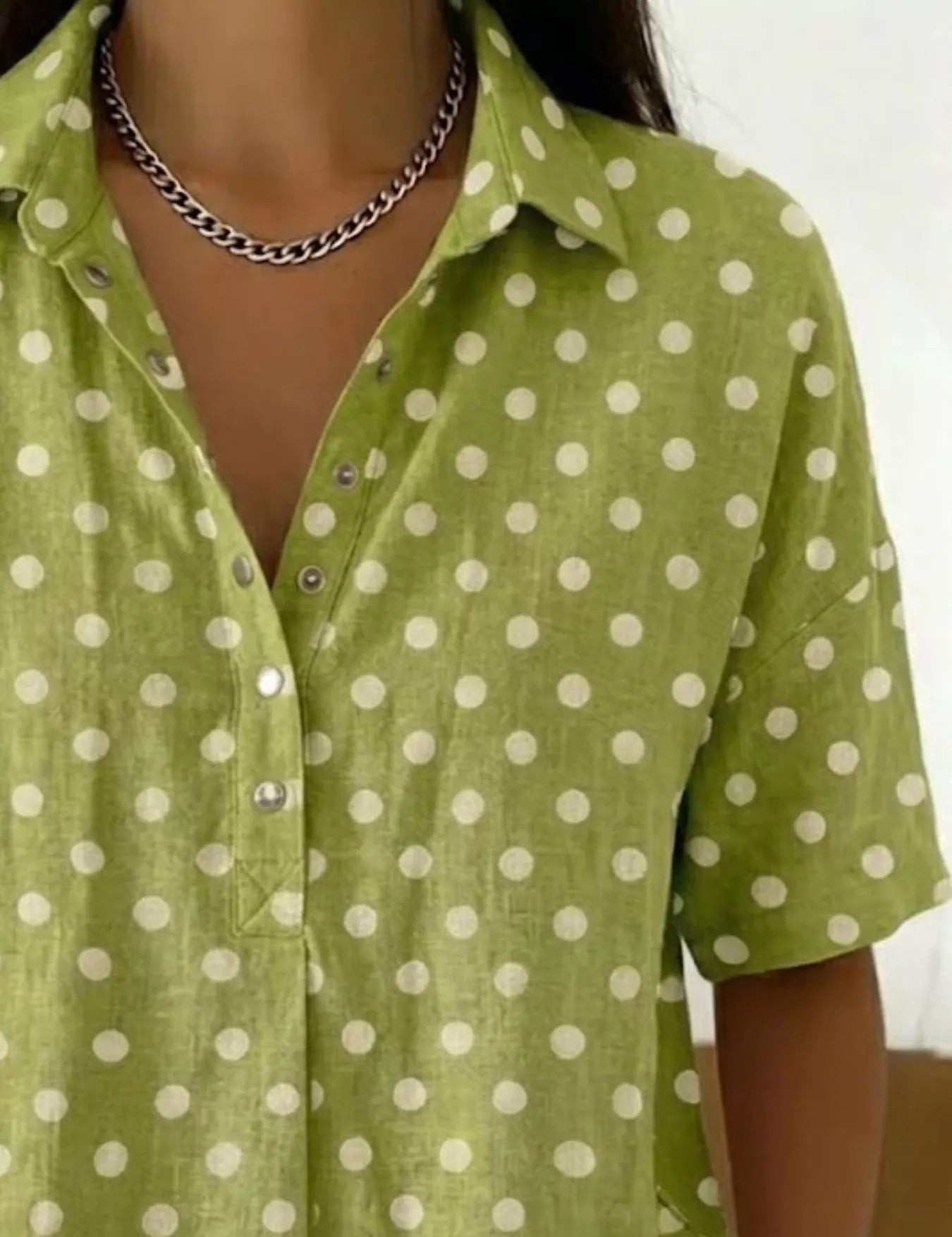 Plus Size Polka Dot Shirt – Red Short Sleeve Cut – Chaotic Fashion