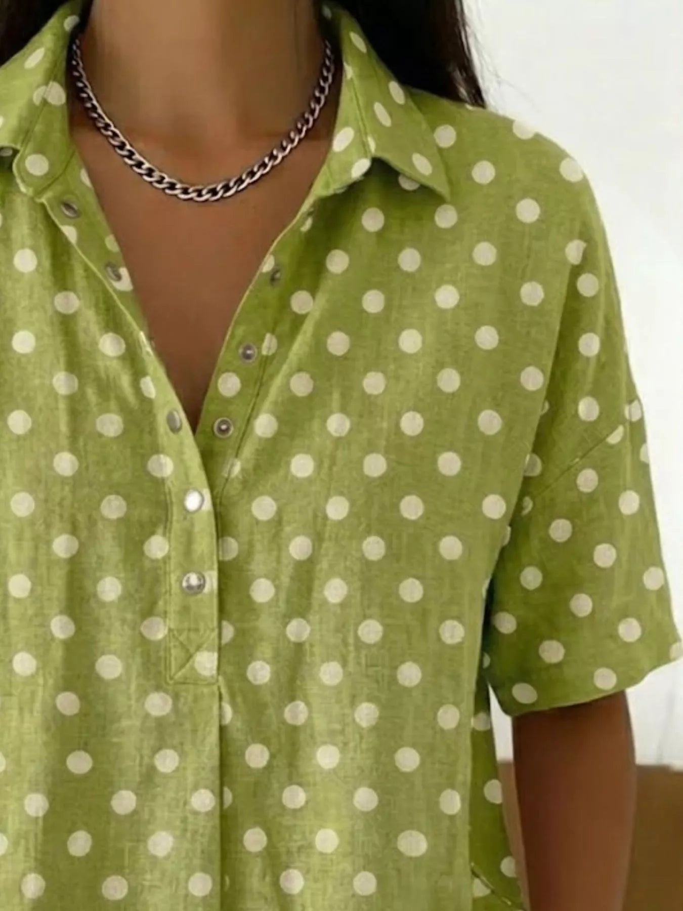 Plus Size Polka Dot Shirt – Red Short Sleeve Cut – Chaotic Fashion