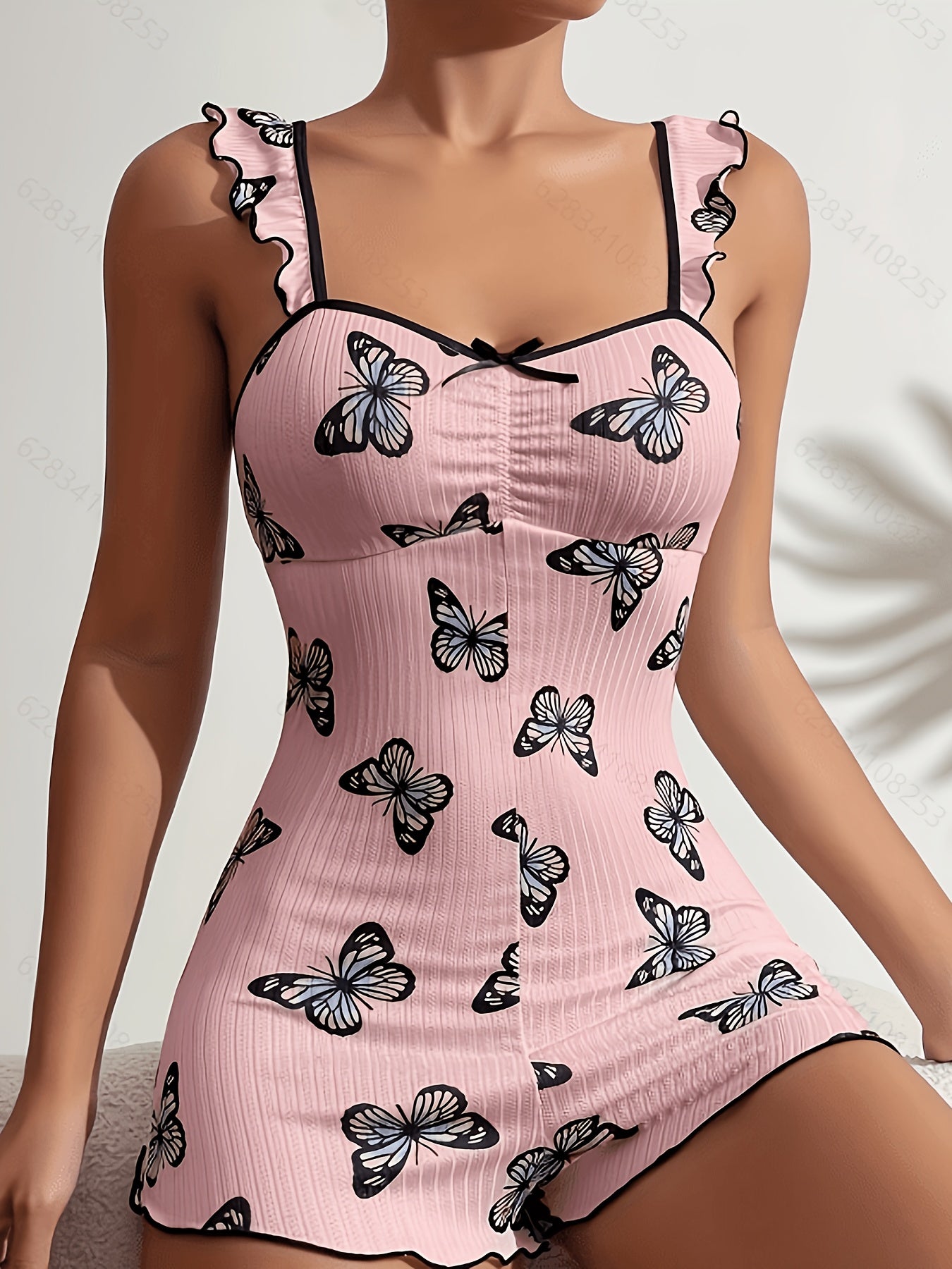 Butterfly Print Women's Sleepwear Romper