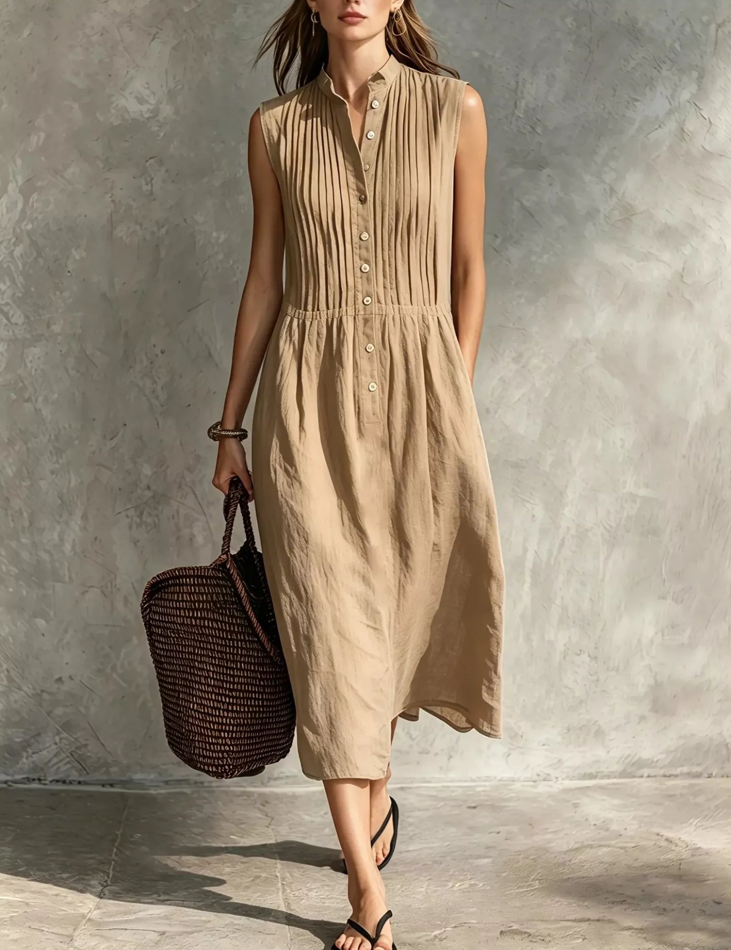 Women's midi dress, sleeveless