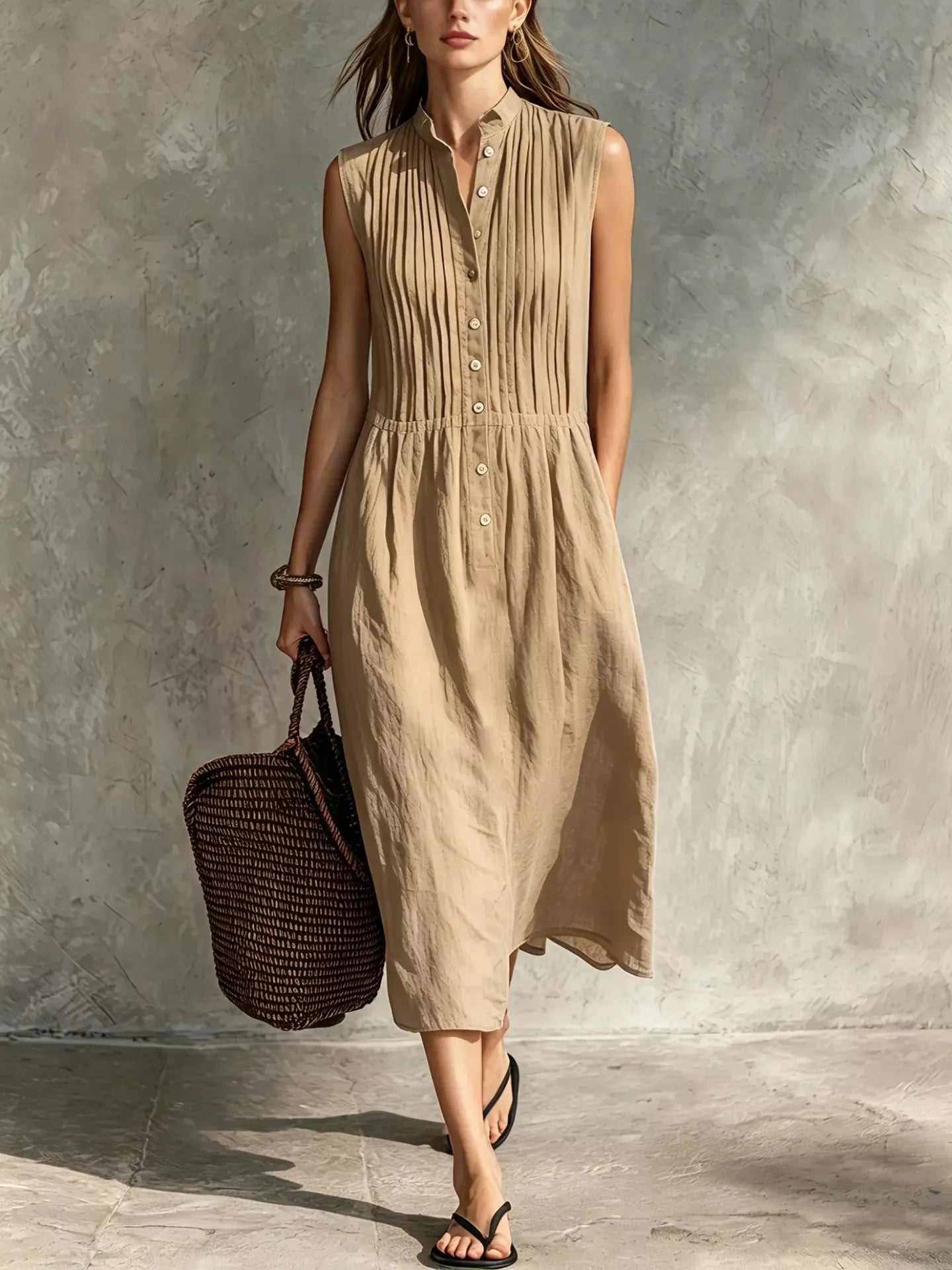 Women's midi dress, sleeveless