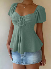 Women's Eyelet Top – Airy Flutter Sleeves – Chaotic Fashion