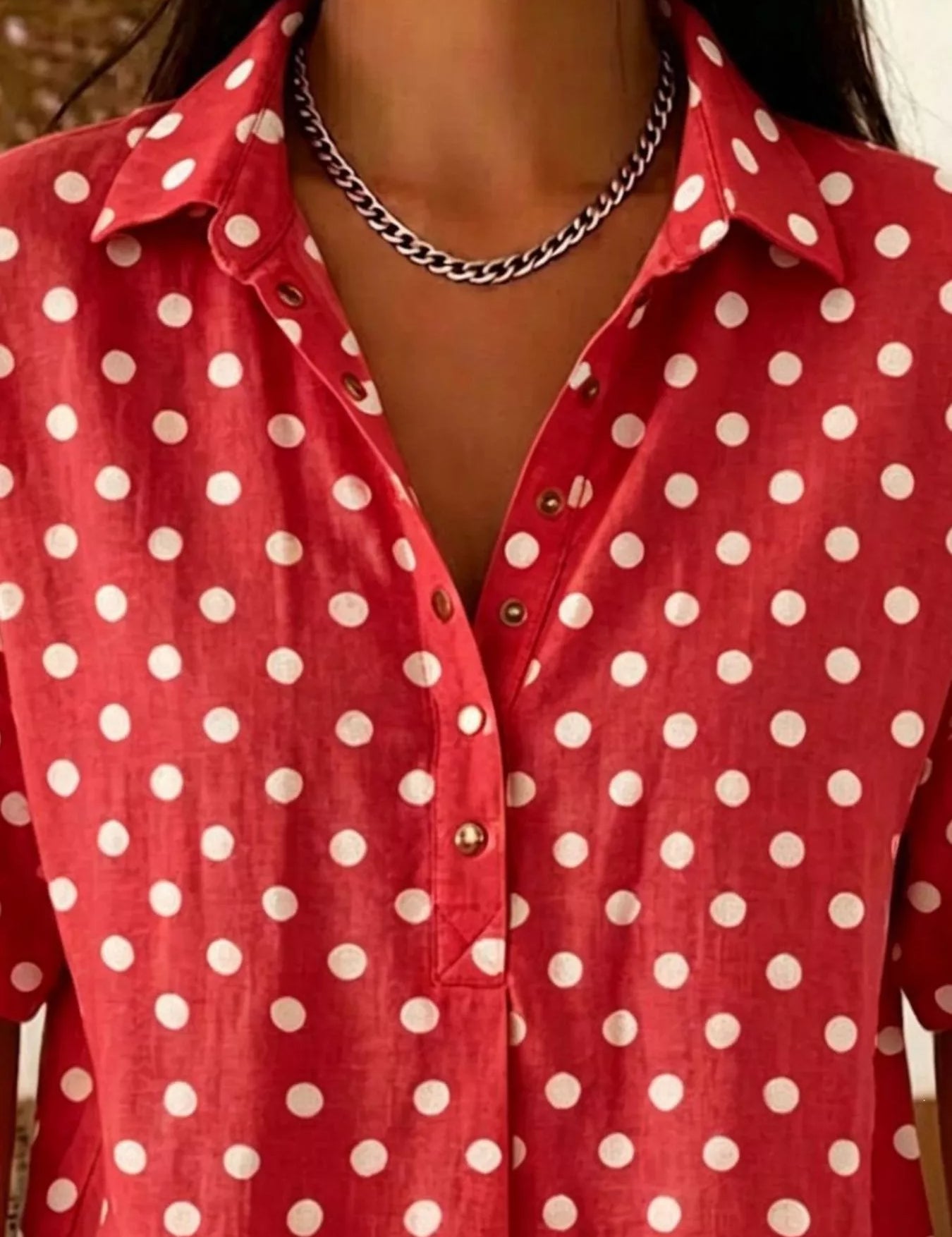 Retro Polka Dot Shirt – Short Sleeve in Yellow – Chaotic Fashion