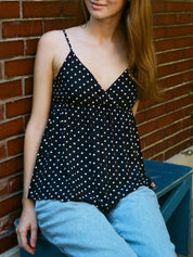 Polka Dot Flowy Top – Warm-Weather V-Neck Cami – Chaotic Fashion