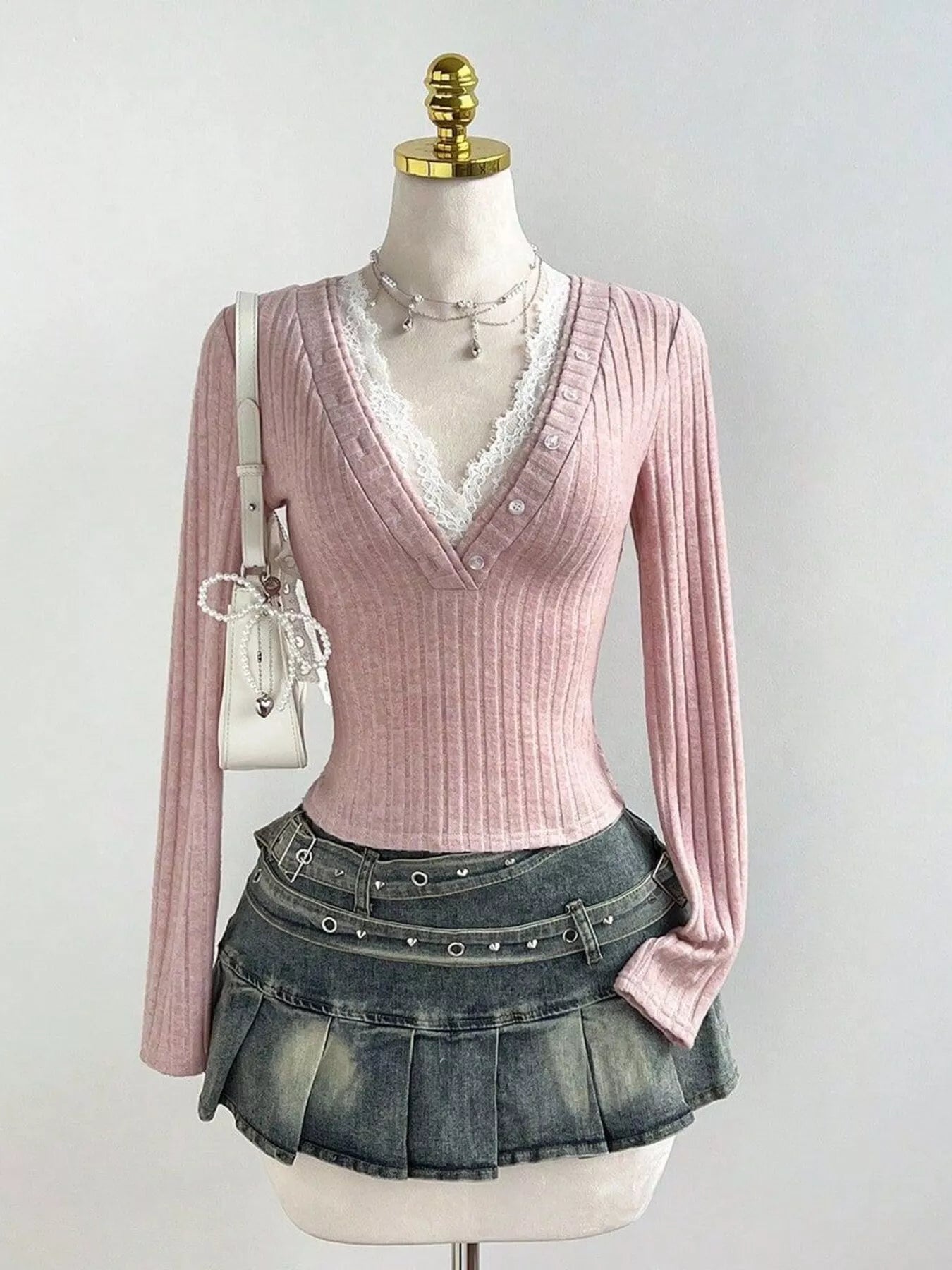 Ribbed Knit Top – White Everyday Style – Chaotic Fashion