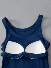 Round Neck Tank for Women – Black Stretch Fabric – Chaotic Fashion