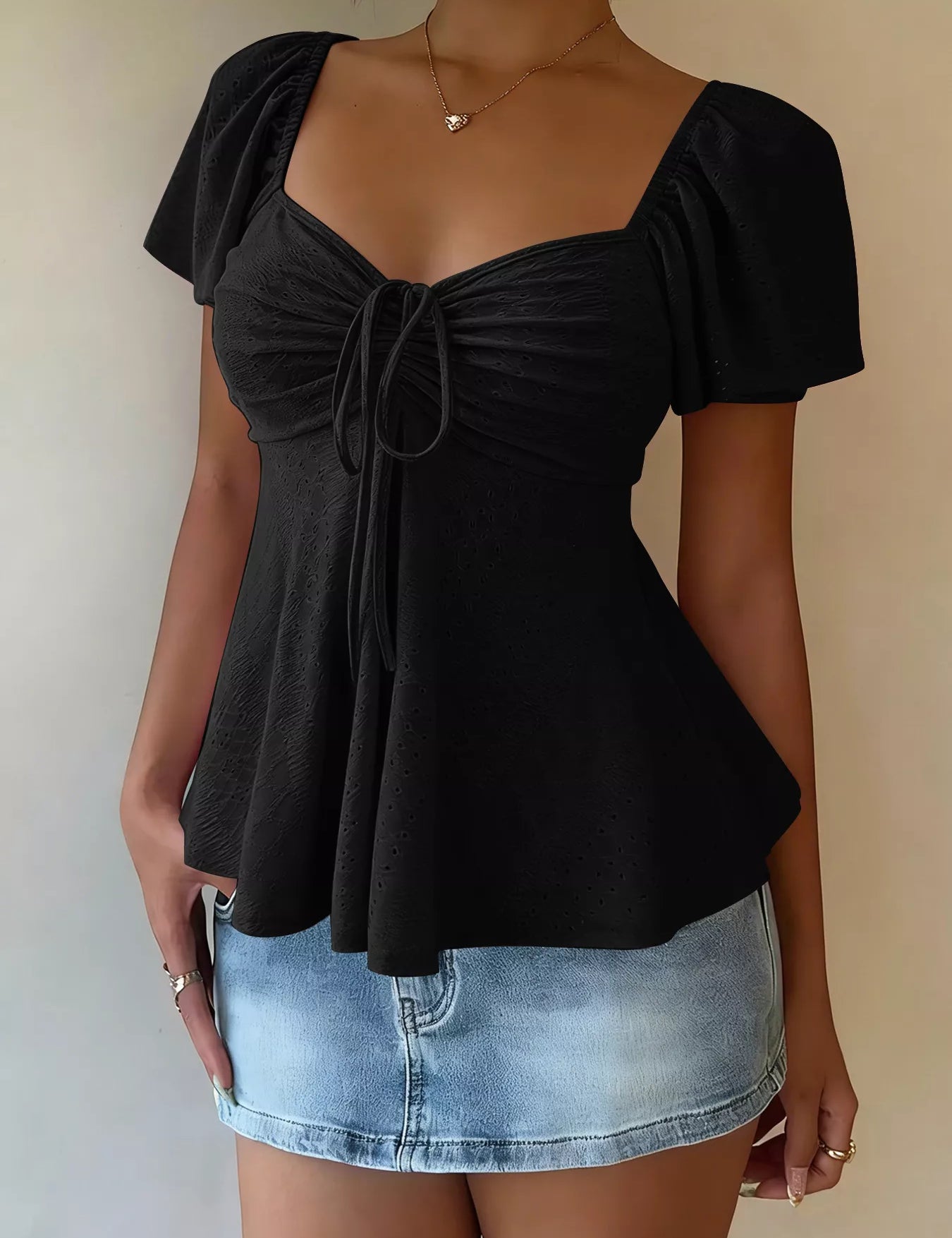 Eyelet Flutter Top – Purple Colorway – Chaotic Fashion