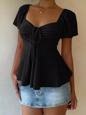 Eyelet Flutter Top – Purple Colorway – Chaotic Fashion