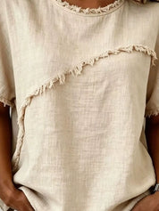 Bohemian Short Sleeve Top – Khaki Relaxed Silhouette – Chaotic Fashion