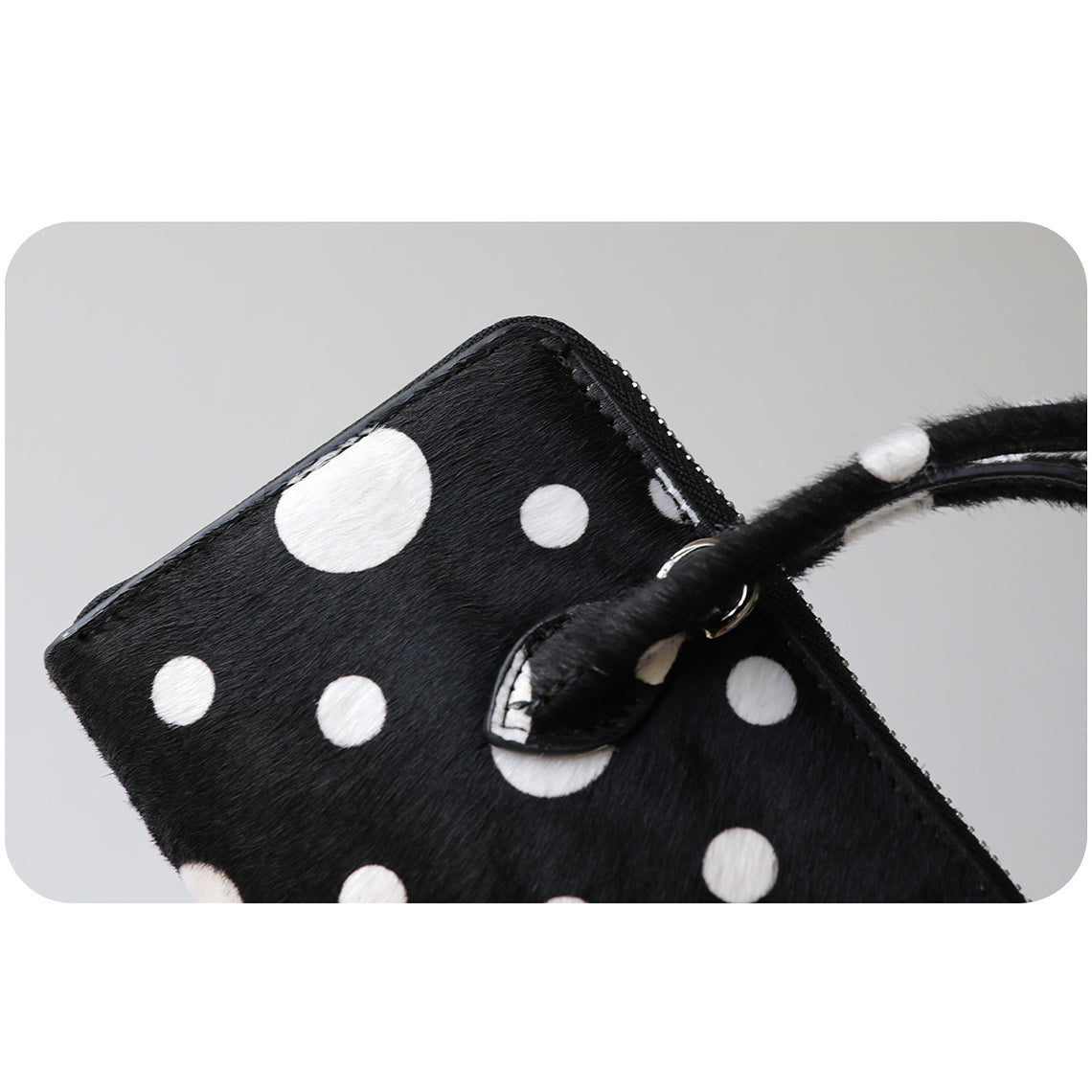 Fur Leather Polka Dot Small Clutch Handbag