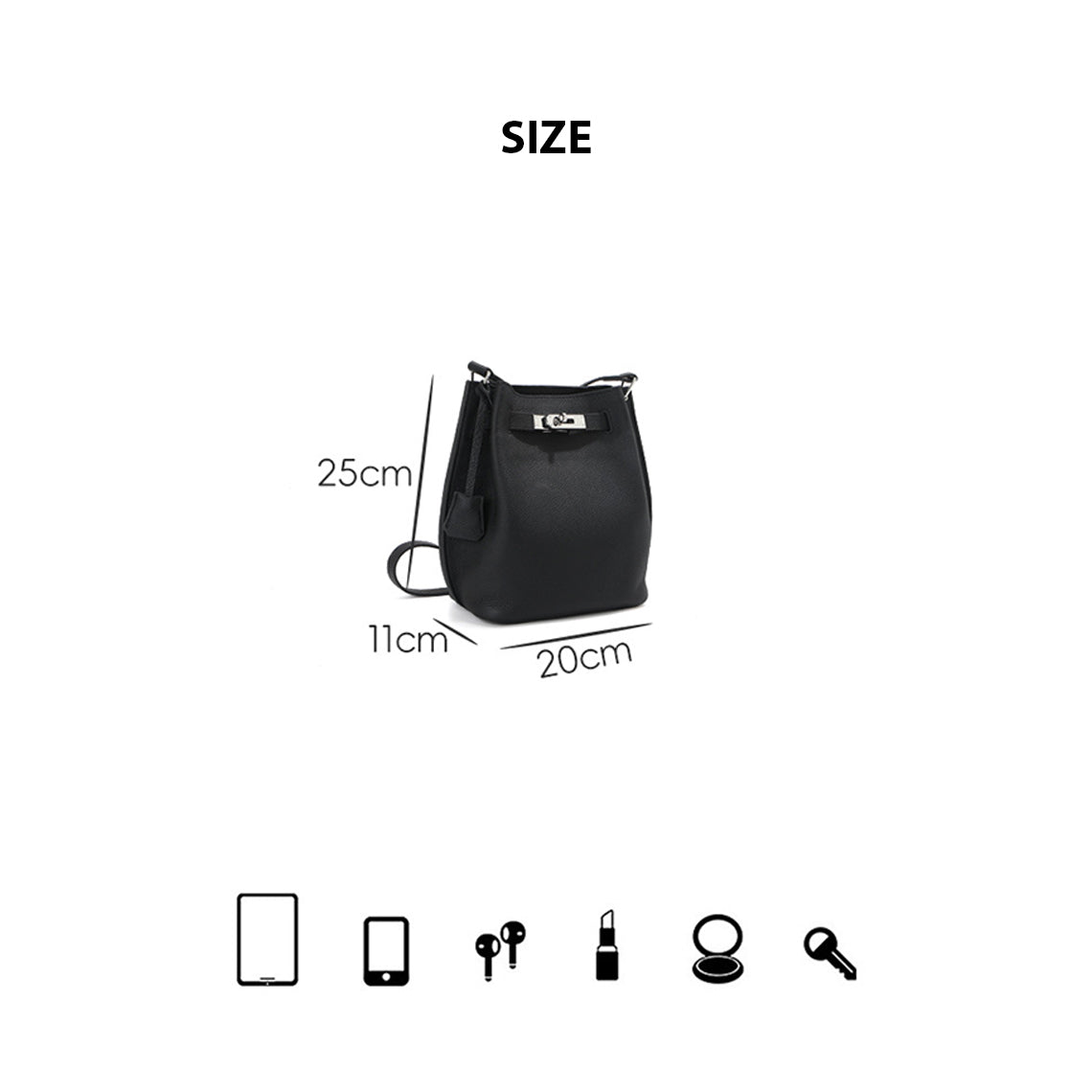 Top Grain Leather Inspired Kelli Bucket Bag