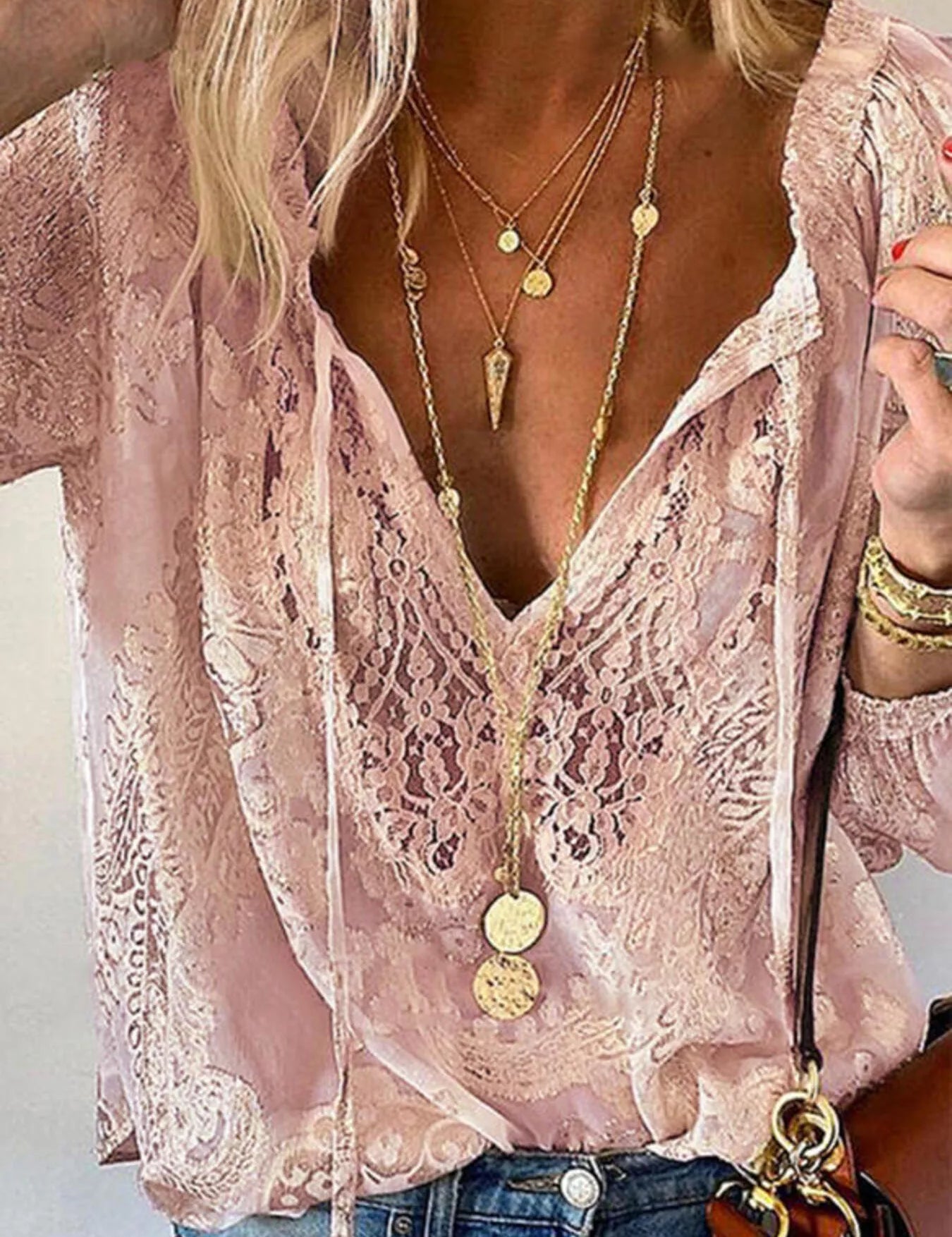 Womens Lace Blouse – Feminine Detail in Khaki – Chaotic Fashion