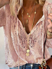 Womens Lace Blouse – Feminine Detail in Khaki – Chaotic Fashion