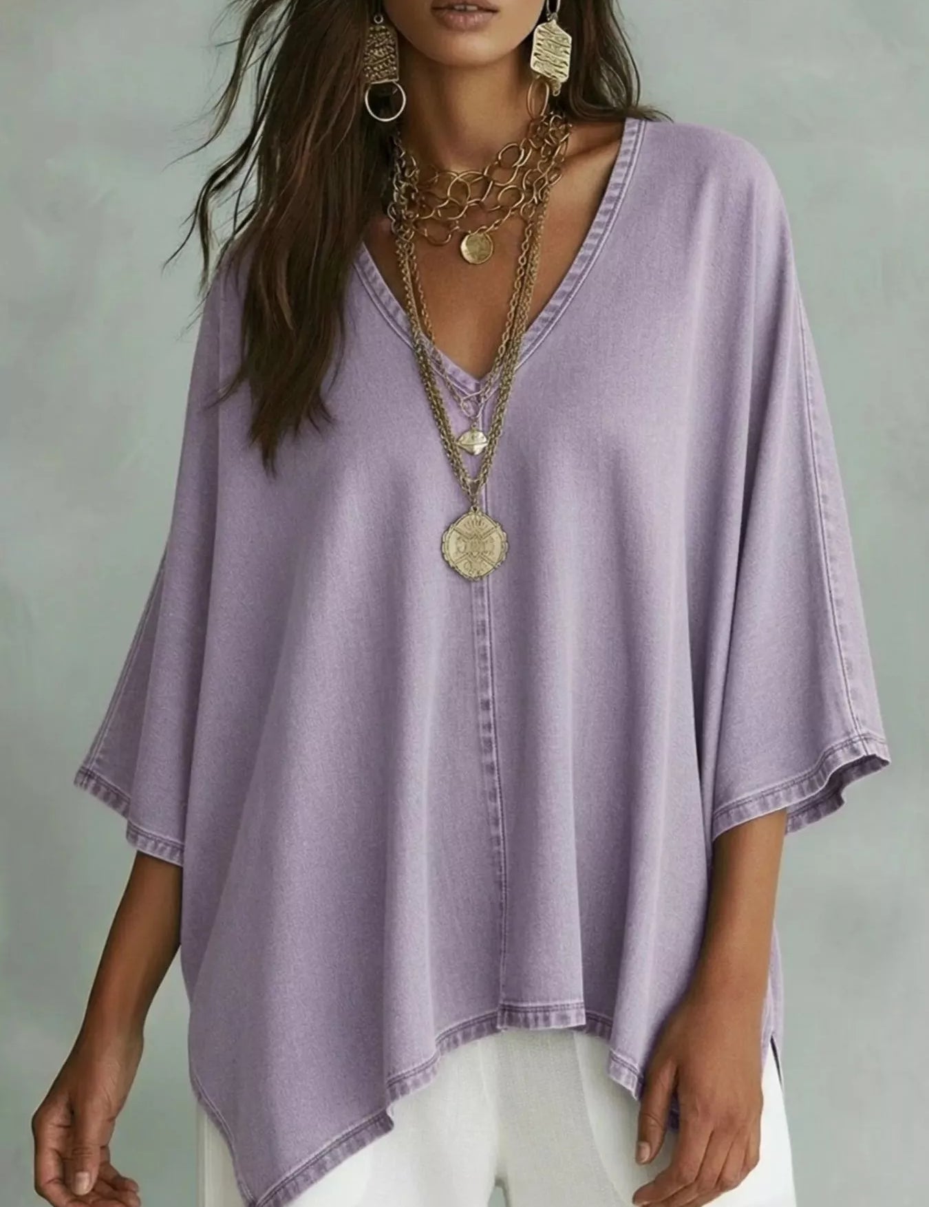 Batwing Sleeve Top – Navy Blue Colorway – Chaotic Fashion