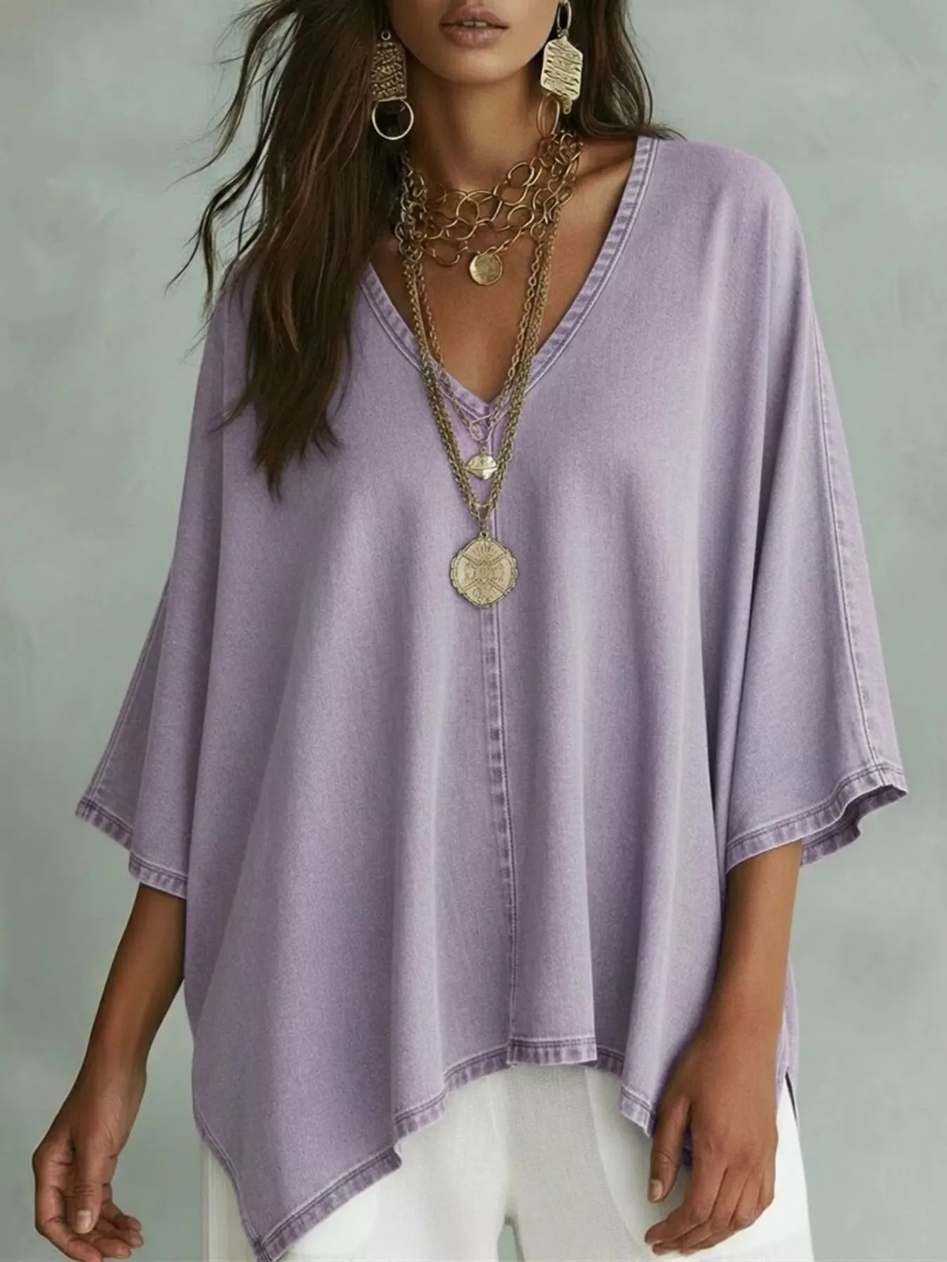 Batwing Sleeve Top – Navy Blue Colorway – Chaotic Fashion