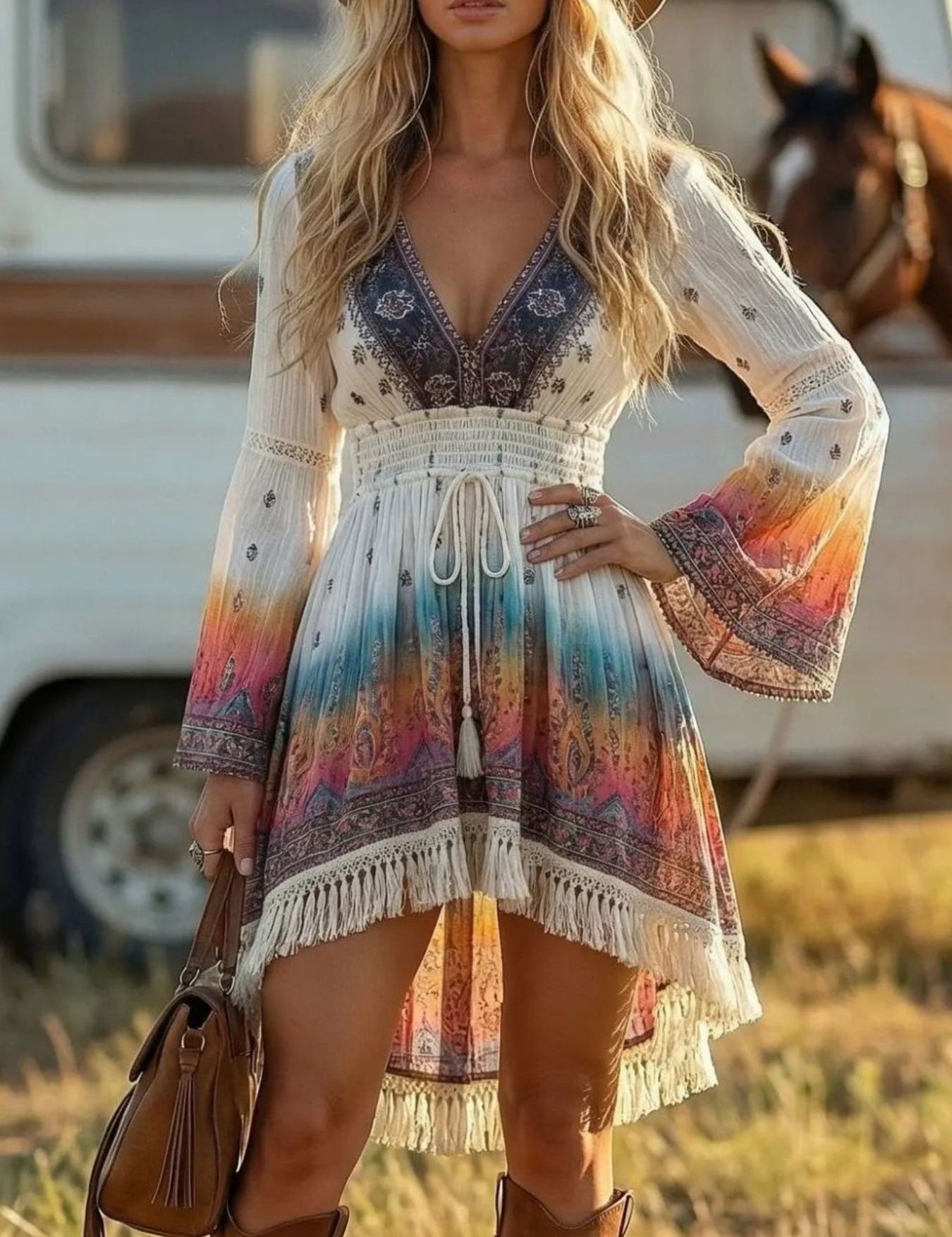 Fringe Mini Dress for Women – Tassel Detail in White – Chaotic Fashion