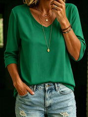 Plus Size 3/4 Sleeve Tee – Green Colorway – Chaotic Fashion