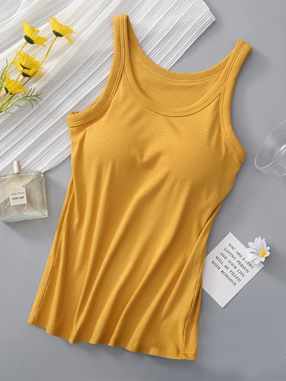 Layering Tank Top – Built-In Bra in Dark Gray – Chaotic Fashion