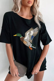 Oversized Graphic Top – Playful Duck Print – Chaotic Fashion