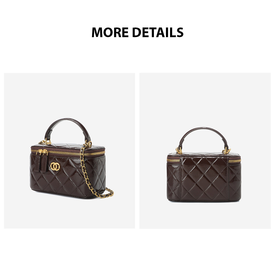 Top Grain Leather Quilted Vanity Box Bag