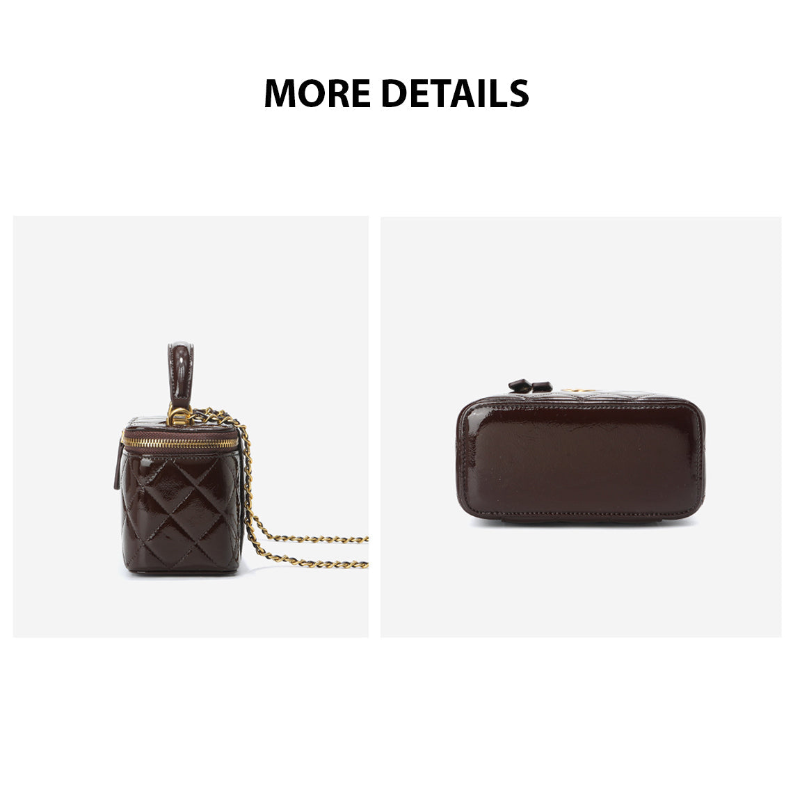 Top Grain Leather Quilted Vanity Box Bag