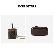 Top Grain Leather Quilted Vanity Box Bag
