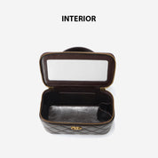 Top Grain Leather Quilted Vanity Box Bag