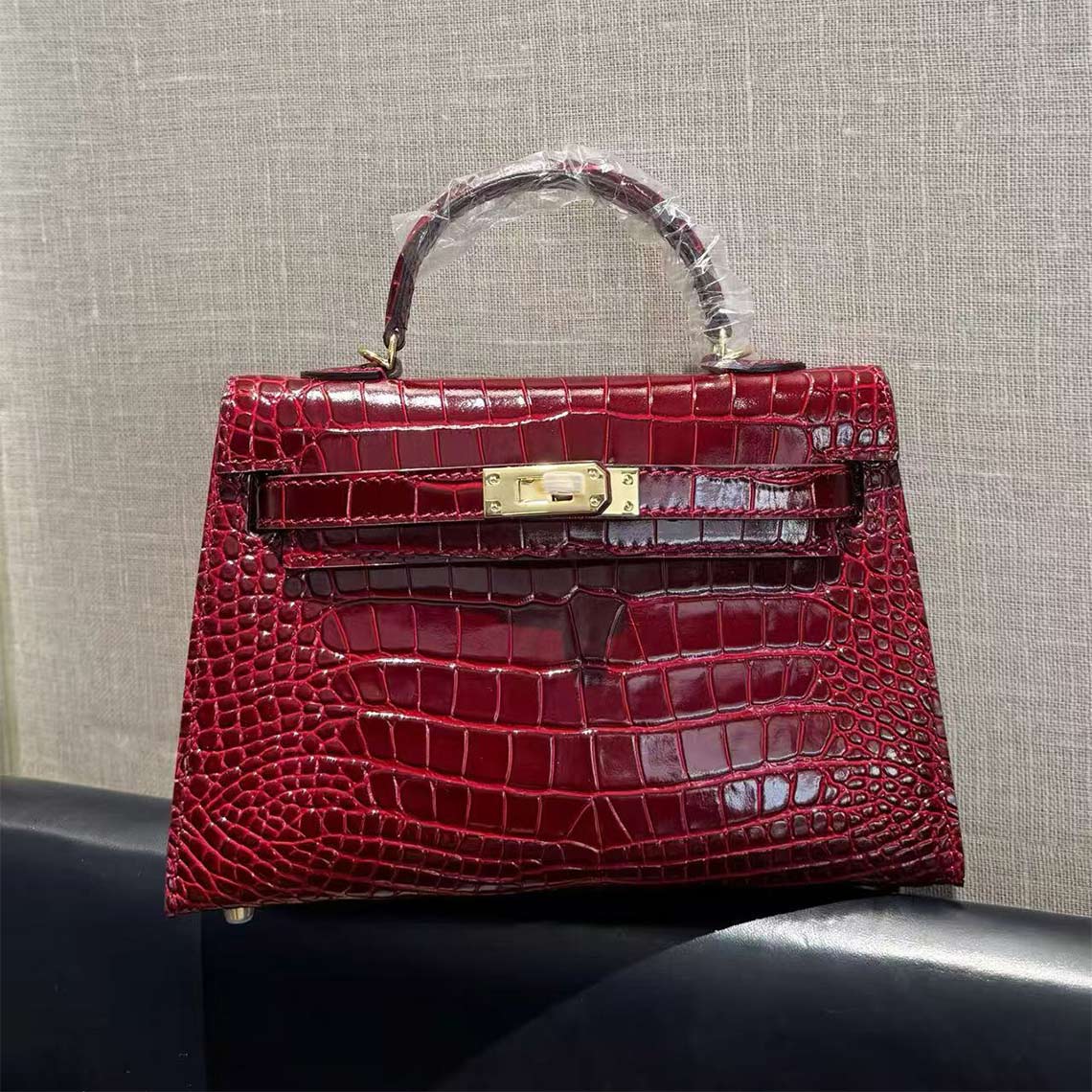 Croc Embossed Leather Mini Kylie Handbag