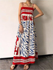Maxi Dress – Sardine Print in Red – Chaotic Fashion