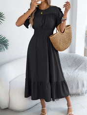 Women's midi dress, round neck