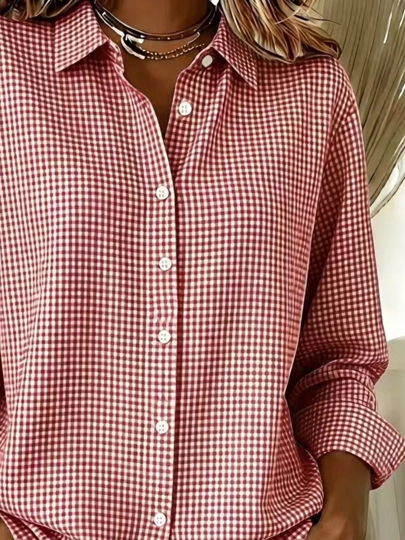 Women's plaid shirt, long sleeve