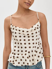 Women's Polka Dot Cowl Neck Cami – Back-Tie Detail – Chaotic Fashion