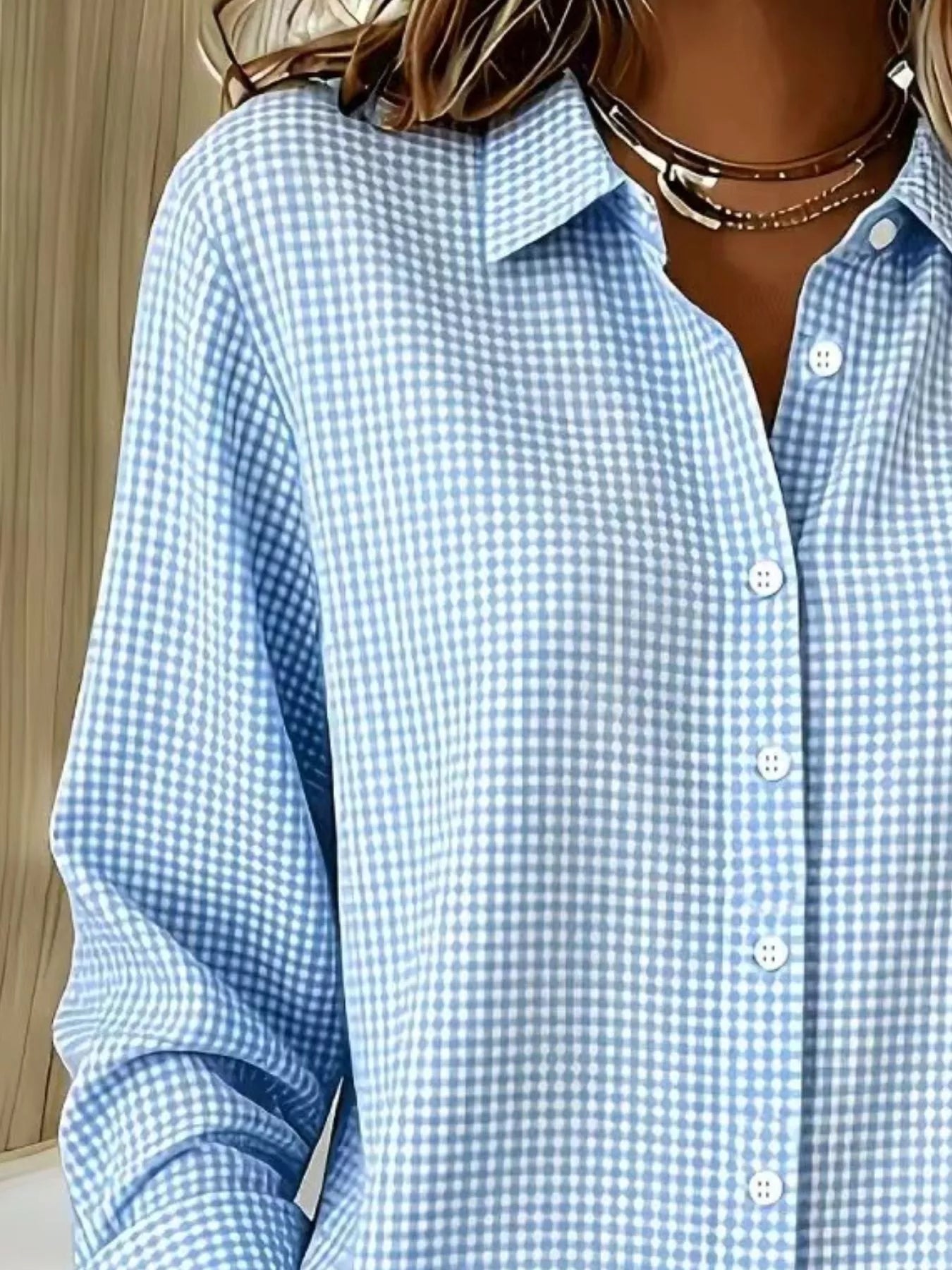 Women's plaid shirt, long sleeve