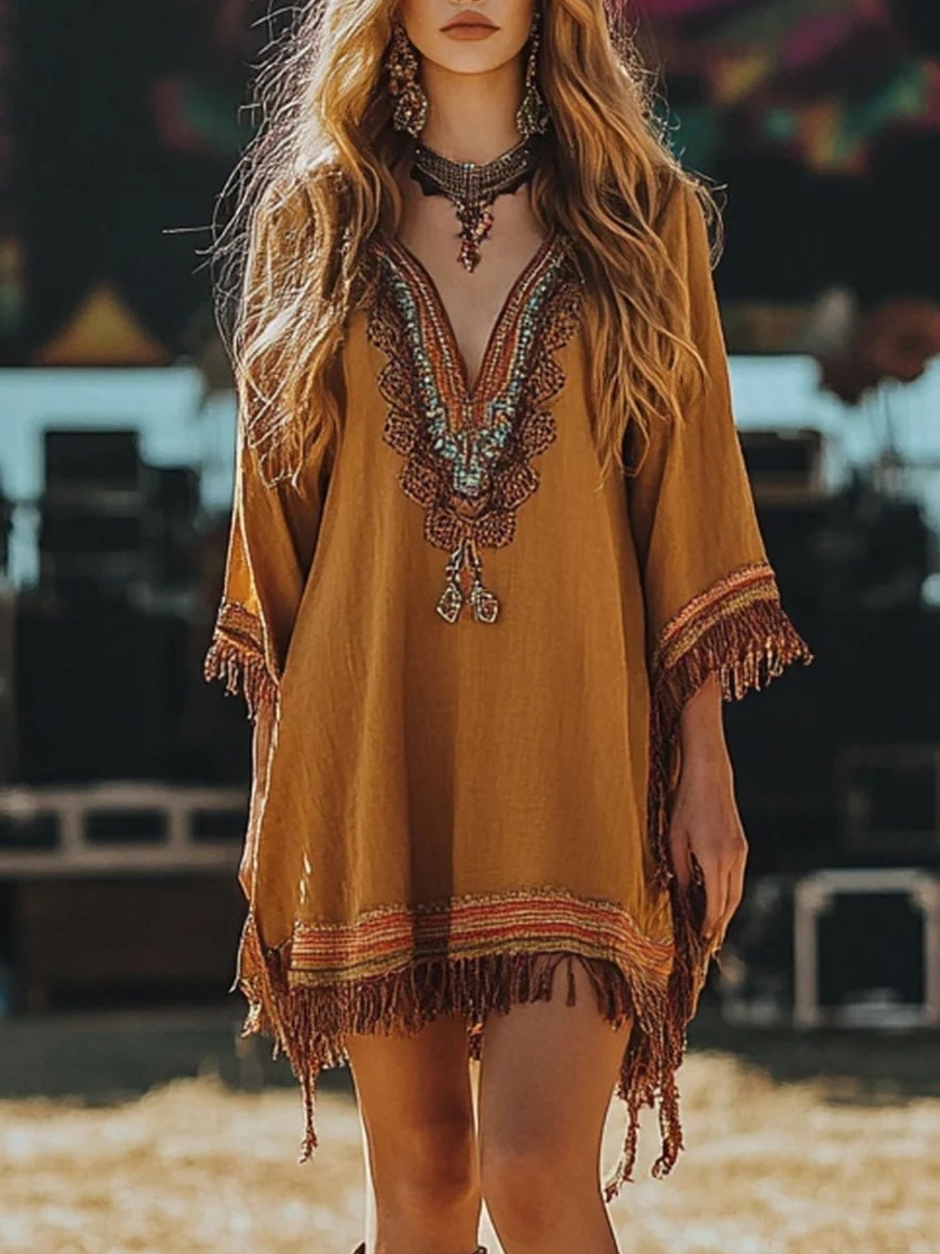 Women's mini dress, 3/4 sleeve