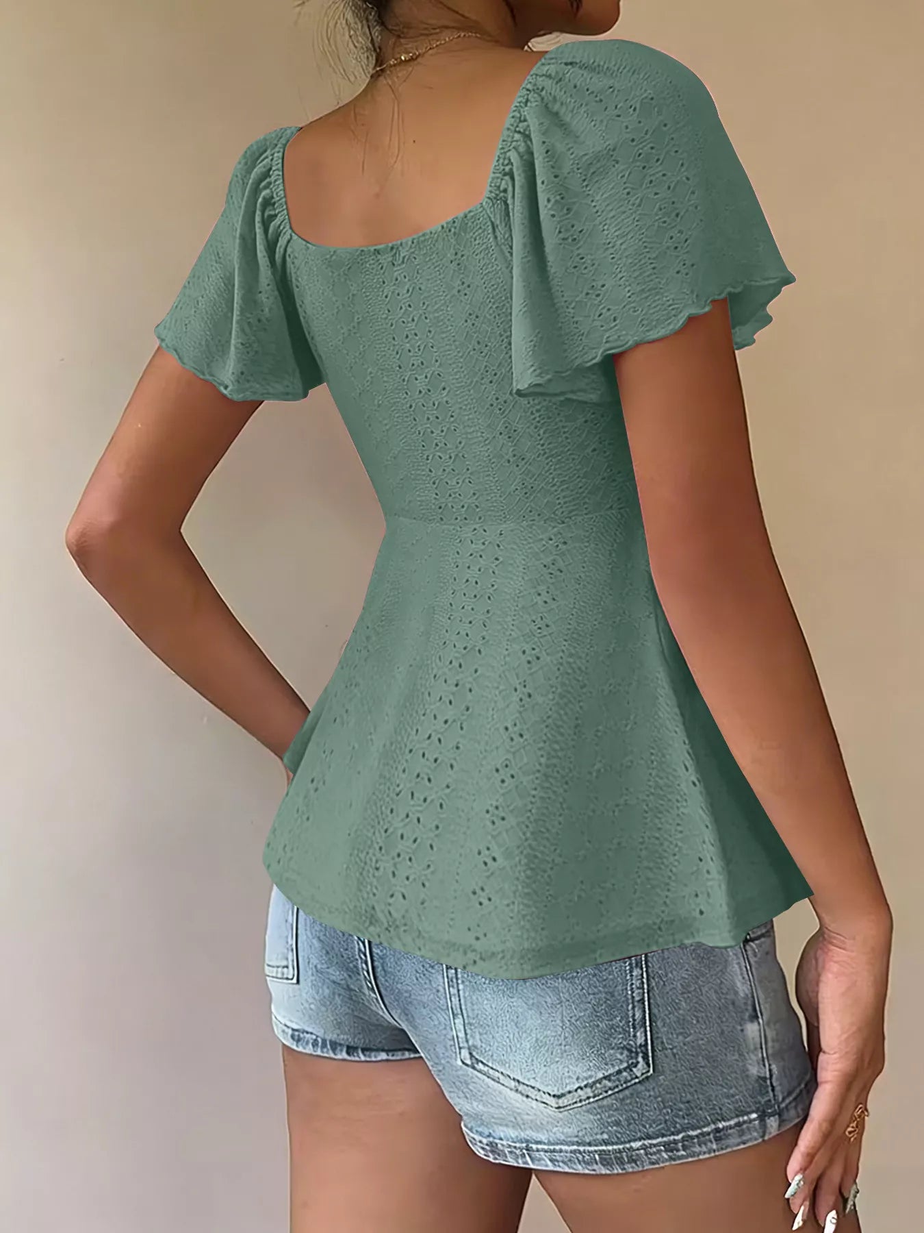 Romantic Flutter Sleeve Top – Feminine Neckline – Chaotic Fashion