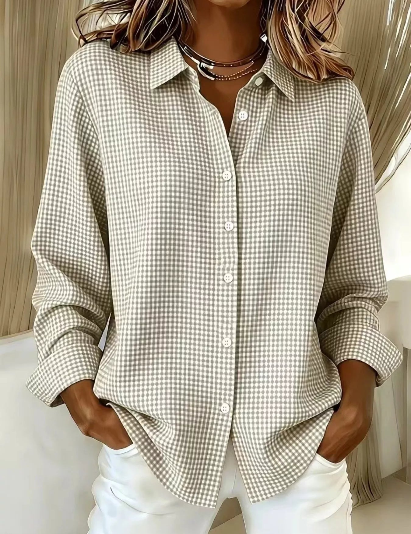Women's plaid shirt, long sleeve