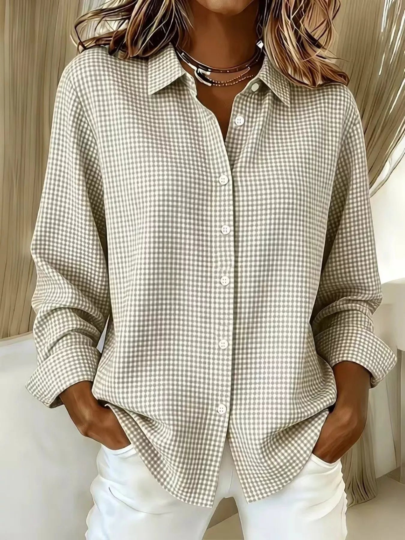 Women's plaid shirt, long sleeve