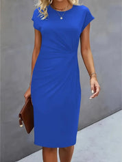 Women's Midi Evening Dress with Short Sleeves | Elegant Formal Occasion Dress