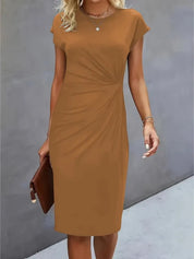 Women's Midi Evening Dress with Short Sleeves | Elegant Formal Occasion Dress
