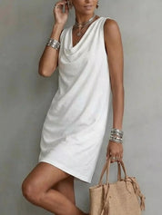 Women's mini dress, cowl neck sleeveless