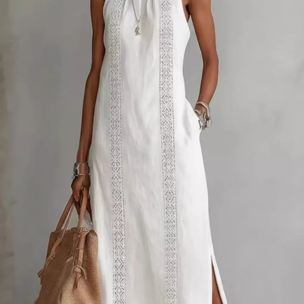 Maxi Dress – Side Slit with Pockets in White – Chaotic Fashion