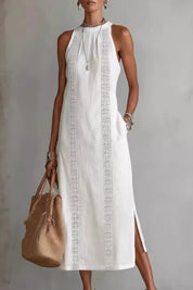 Maxi Dress – Side Slit with Pockets in White – Chaotic Fashion