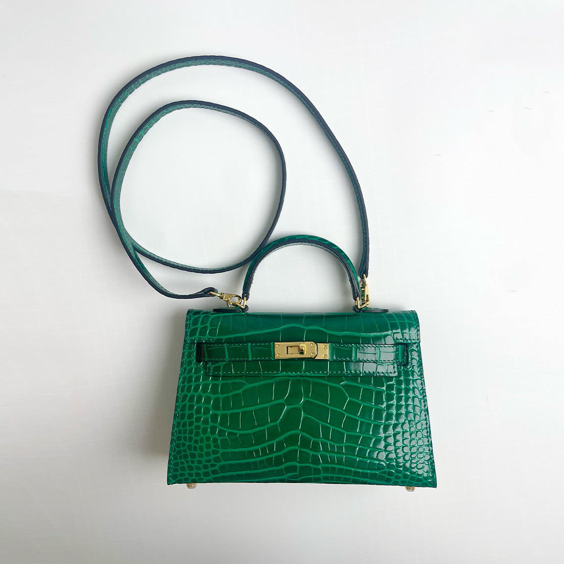 Croc Embossed Leather Mini Kylie Handbag