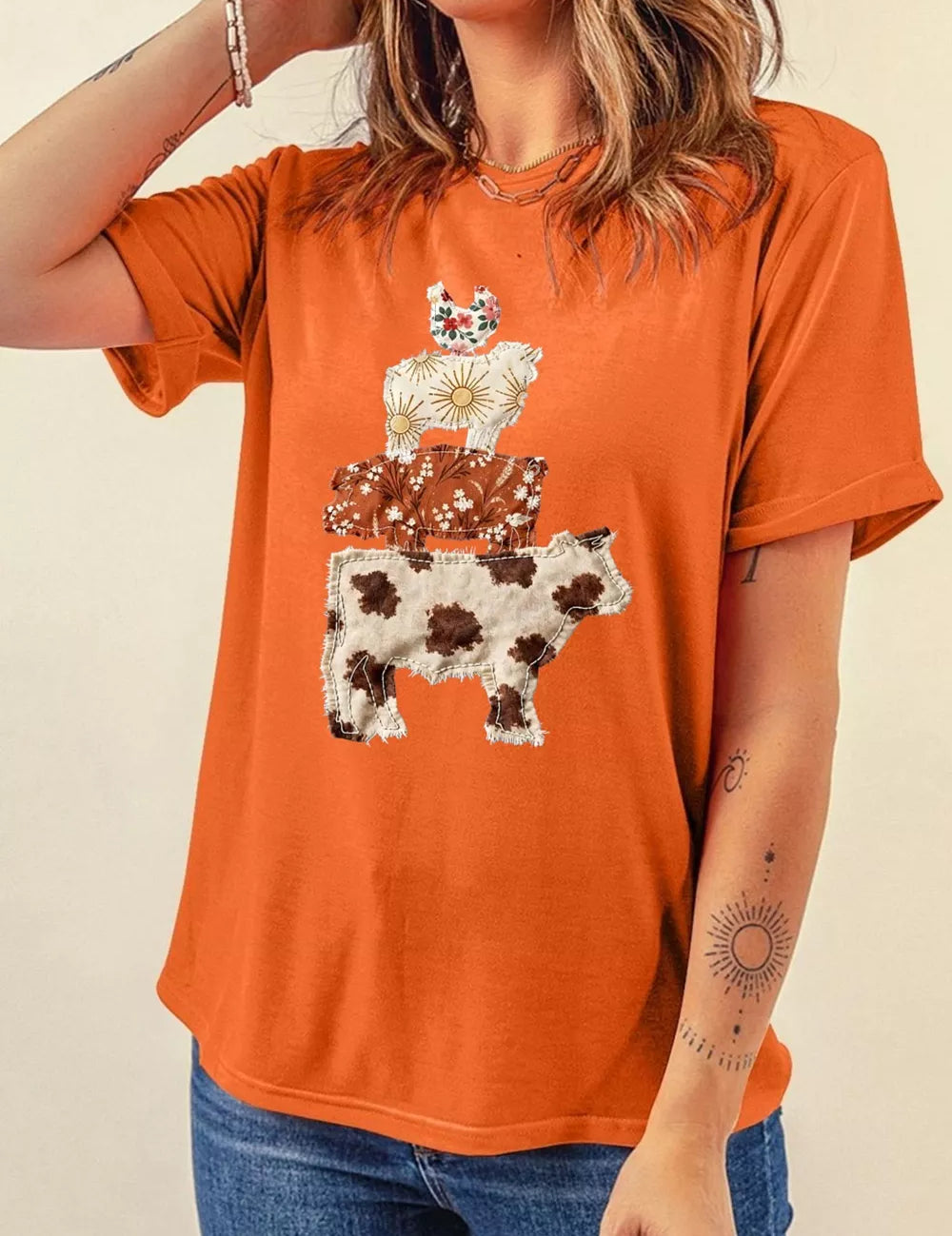 Round Neck Animal Design Tee – Standout Print – Chaotic Fashion