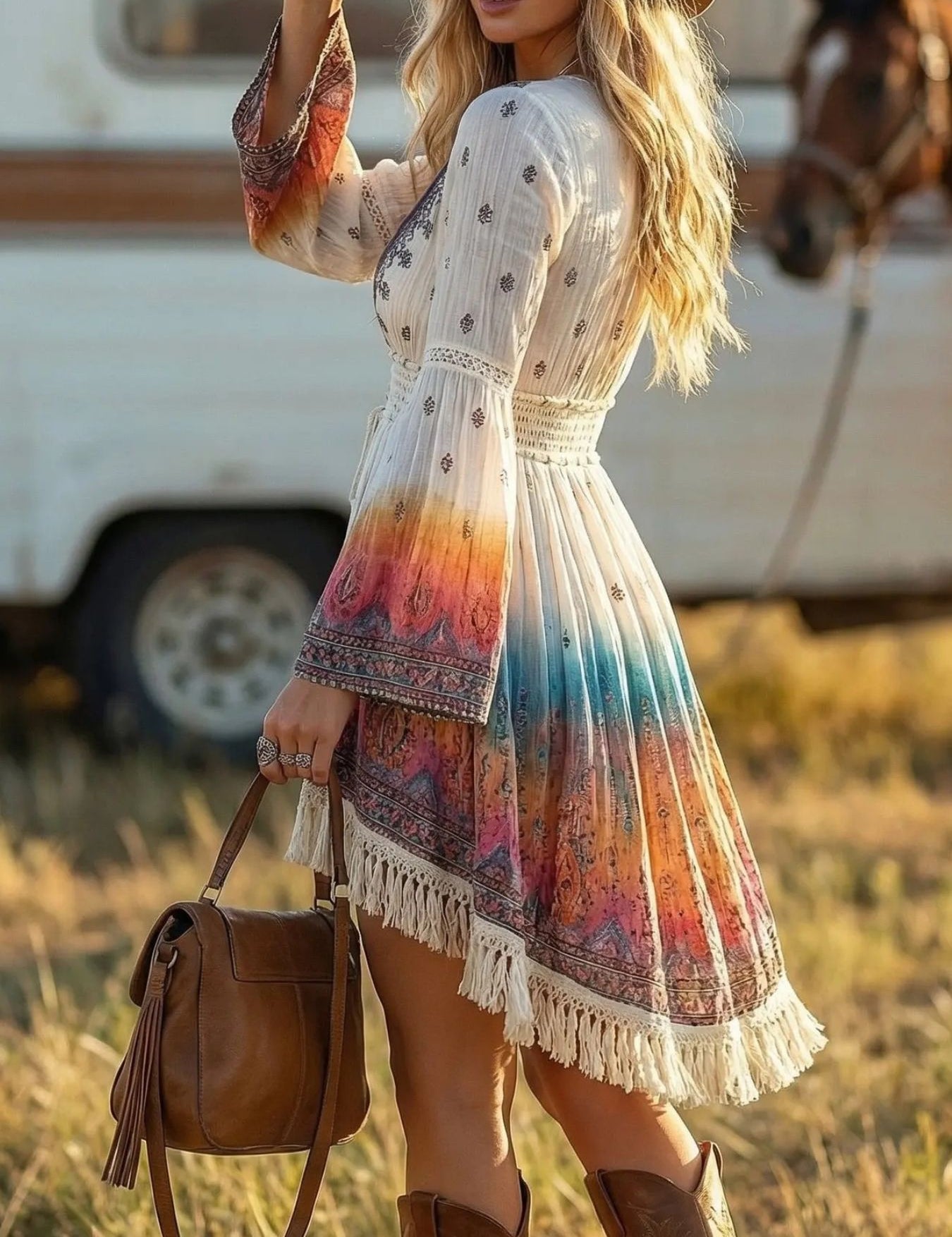 Womens Mini Dress – Fringe Hem Detail in White – Chaotic Fashion