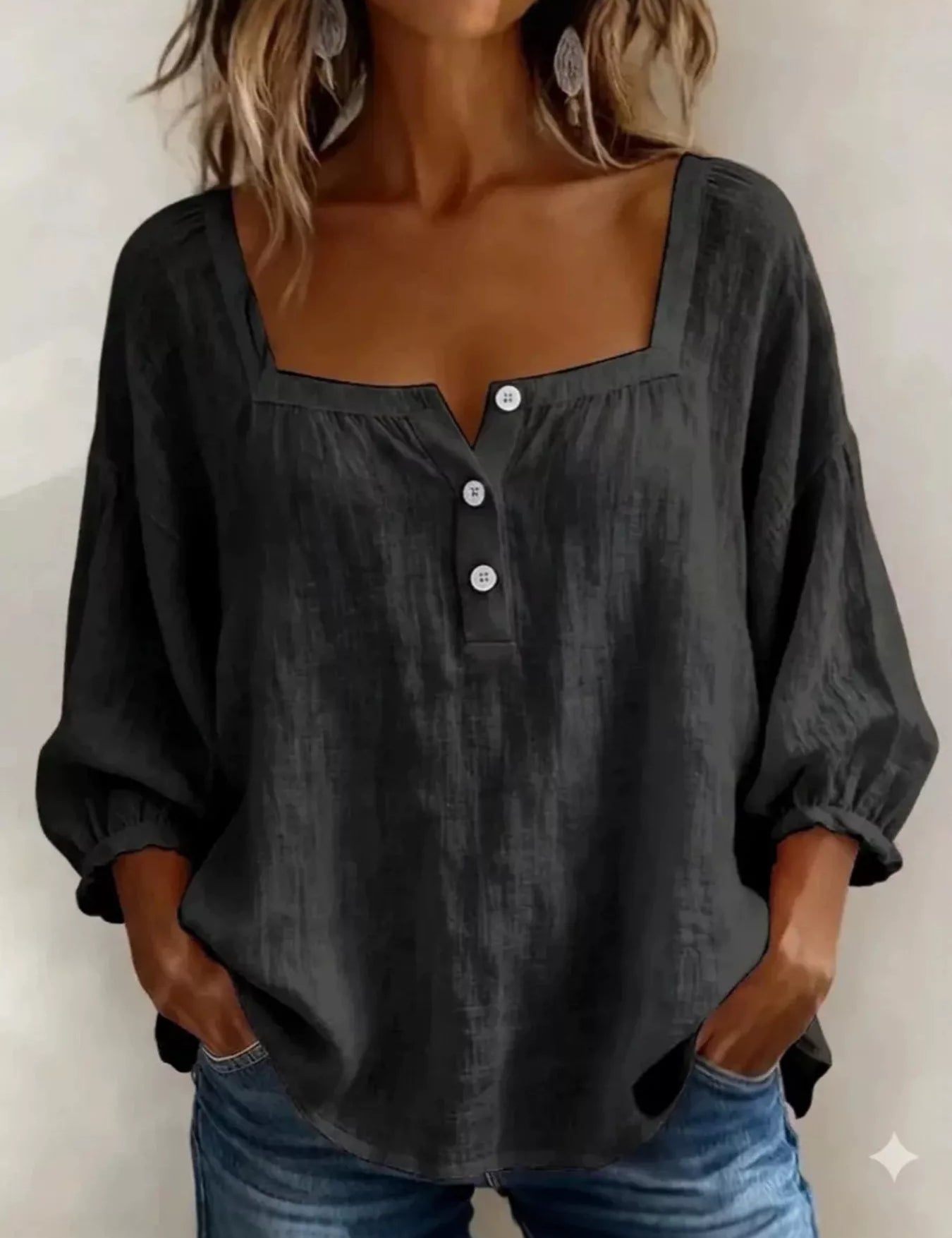 Women's blouse, square neck