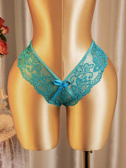 Teal lace brief included with the sheer babydoll lingerie set - Chaotic Fashion