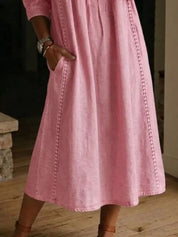 Women's midi dress, v-neck 3/4 sleeve
