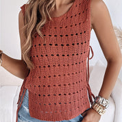 Women’s Crochet Sweater Top | Boho Chic Style | Sleeveless Openwork Knit