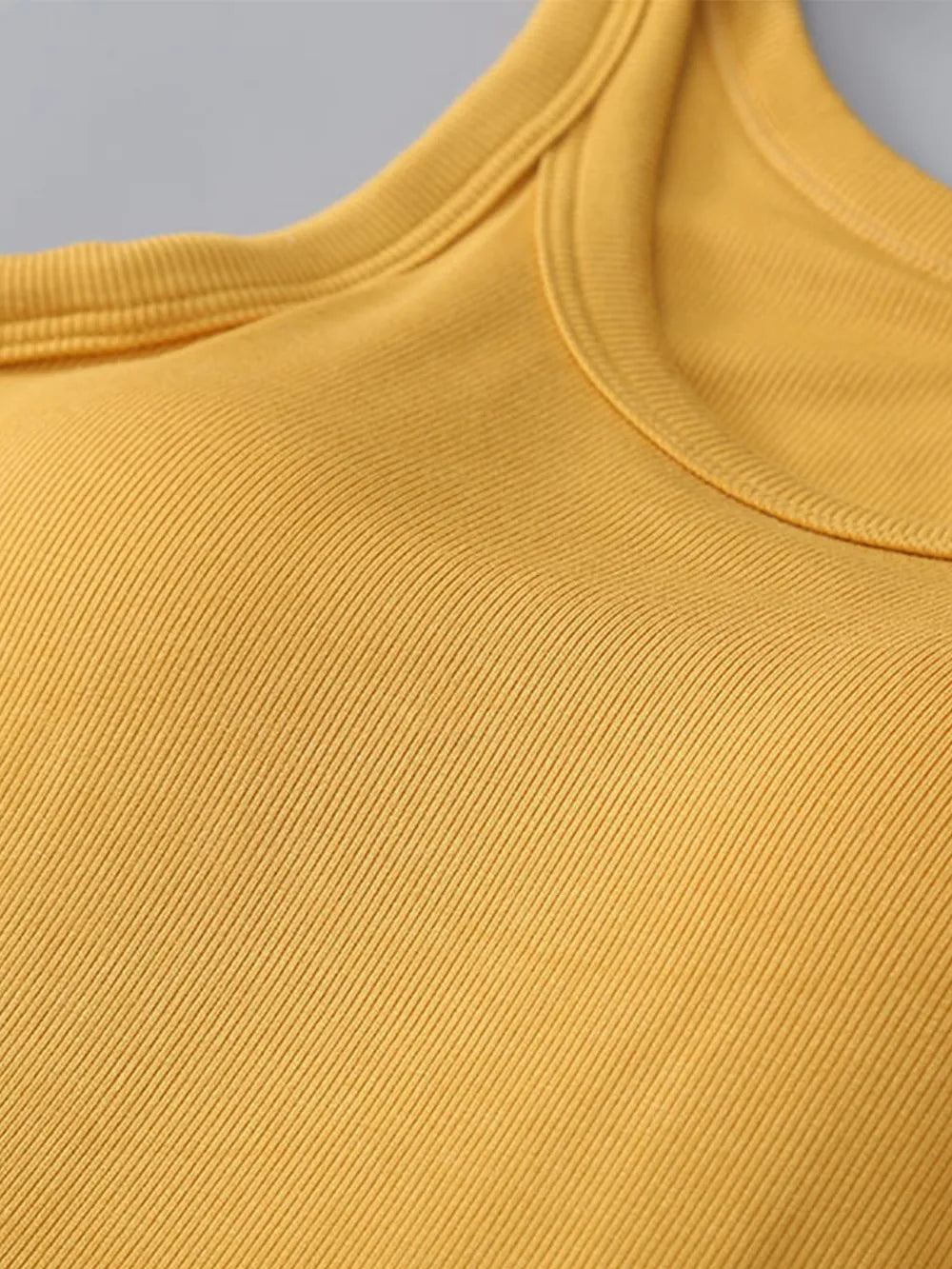 Round Neck Tank with Bra – Mustard Smooth Fit – Chaotic Fashion
